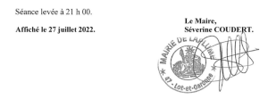 Conseil municipal du 20 juillet 2022