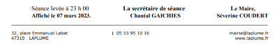 Conseil municipal du 06 février 2023