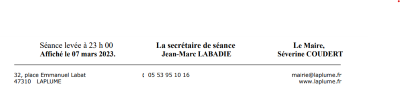 Conseil municipal du 20 mars 2023