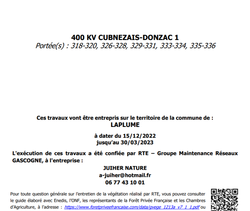 Travaux d’élagage jusqu’en mars